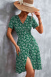 Floral  Neck Flutter Sleeve Dress -BazaarBey - www.shopbazaarbey.com