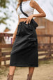 Drawstring Waist Slit Denim Skirt Bazaarbey