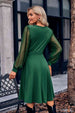 Surplice Neck Swiss Dot Long Sleeve Dress Bazaarbey