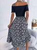 Printed Off-Shoulder Ruffle Hem Dress -BazaarBey - www.shopbazaarbey.com