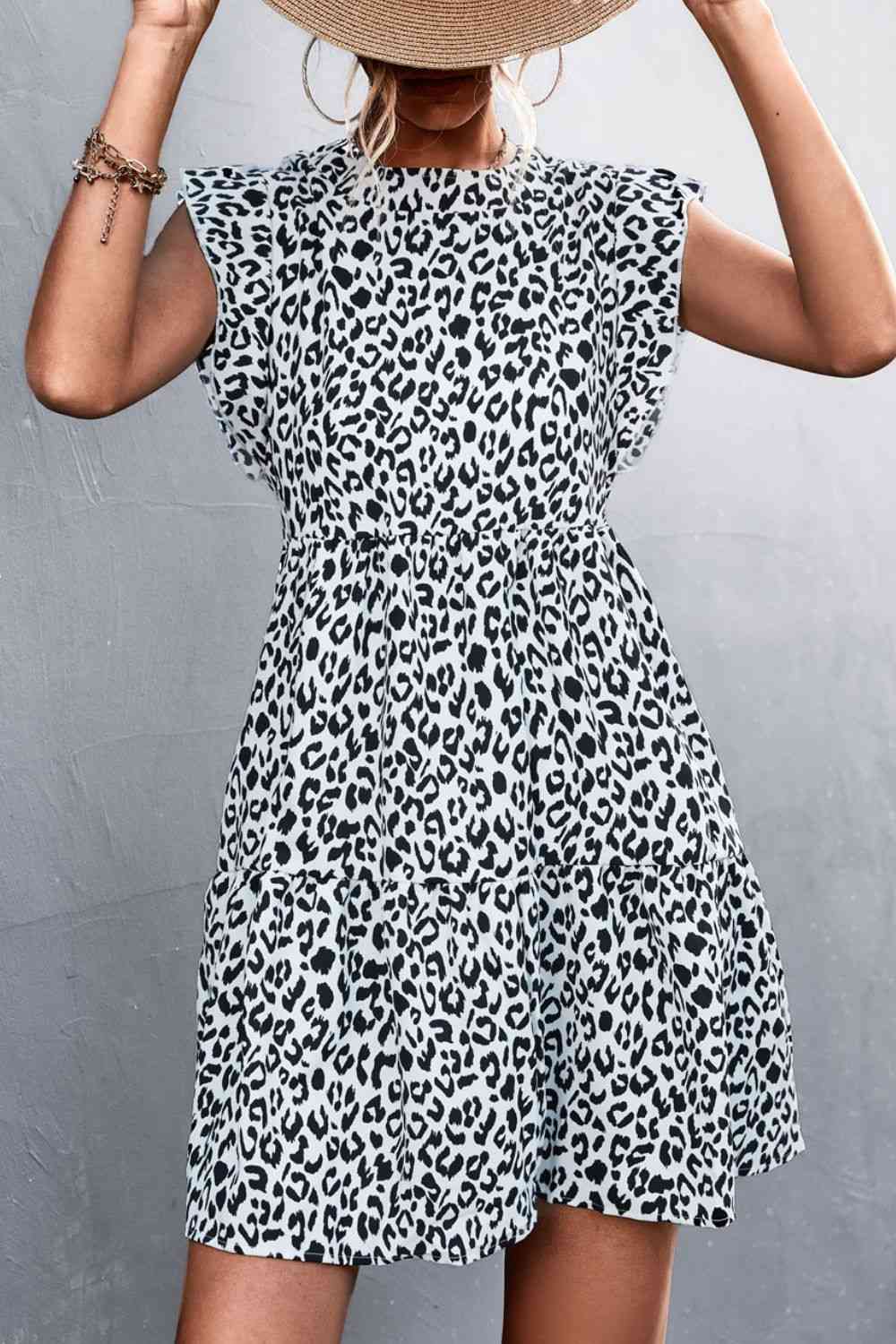 Leopard Round Neck Mini Dress -BazaarBey - www.shopbazaarbey.com
