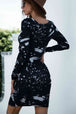 Printed Boat Neck Long Sleeve Dress -BazaarBey - www.shopbazaarbey.com