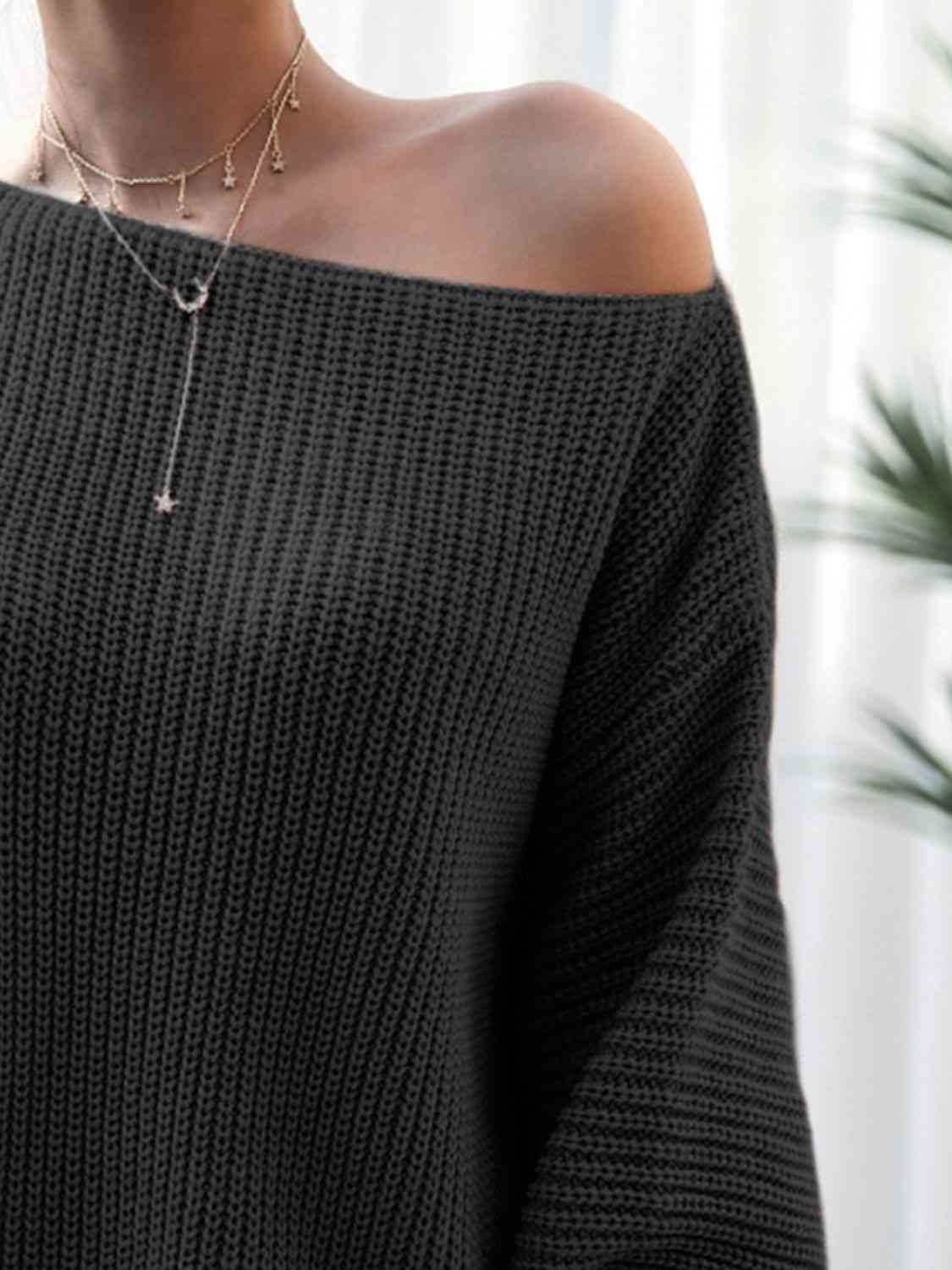 Rib-Knit Mini Sweater Dress Bazaarbey