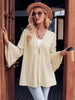 Eyelet Bell Sleeve Cardigan Trendsi