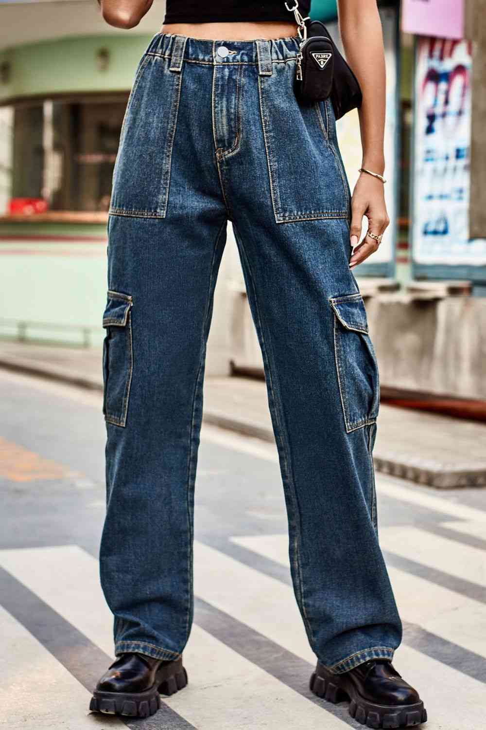 Loose Fit Long Pants with Pockets Trendsi