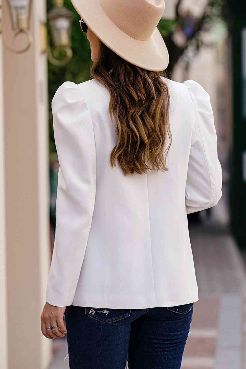  Puff Sleeve Shawl Collar Blazer Bazaarbey