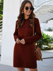 Round Neck Long Sleeve Mini Dress with Pockets -BazaarBey - www.shopbazaarbey.com