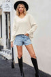 V-Neck Ribbed Dropped Shoulder Knit Top Trendsi