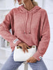 Texture Drawstring Long Sleeve Hooded Sweater Bazaarbey