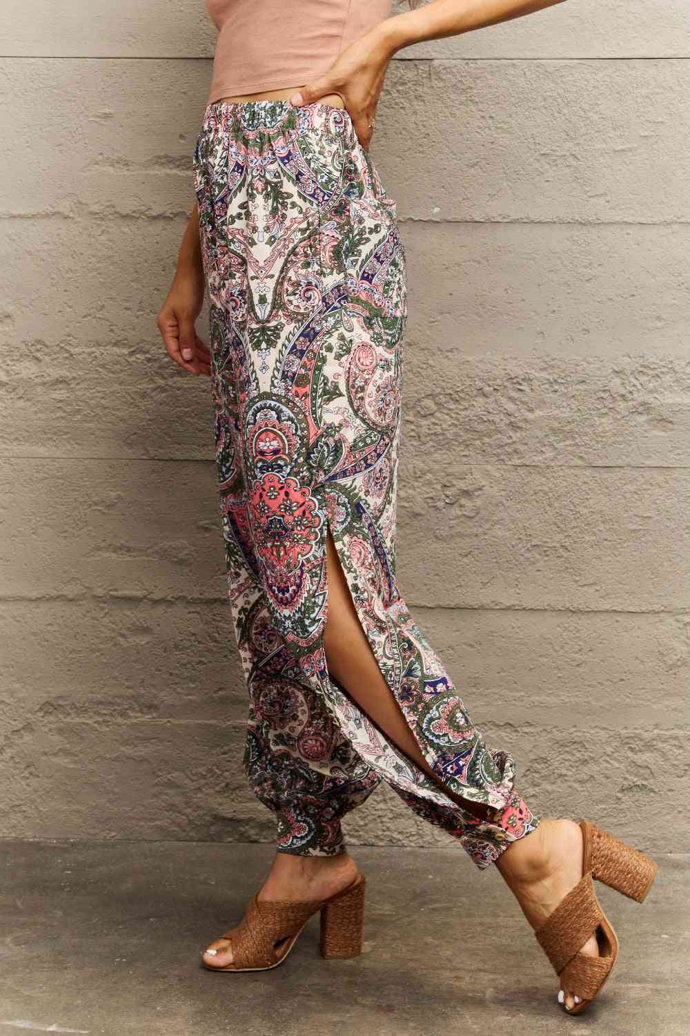 Printed Cutout Long Pants Bazaarbey