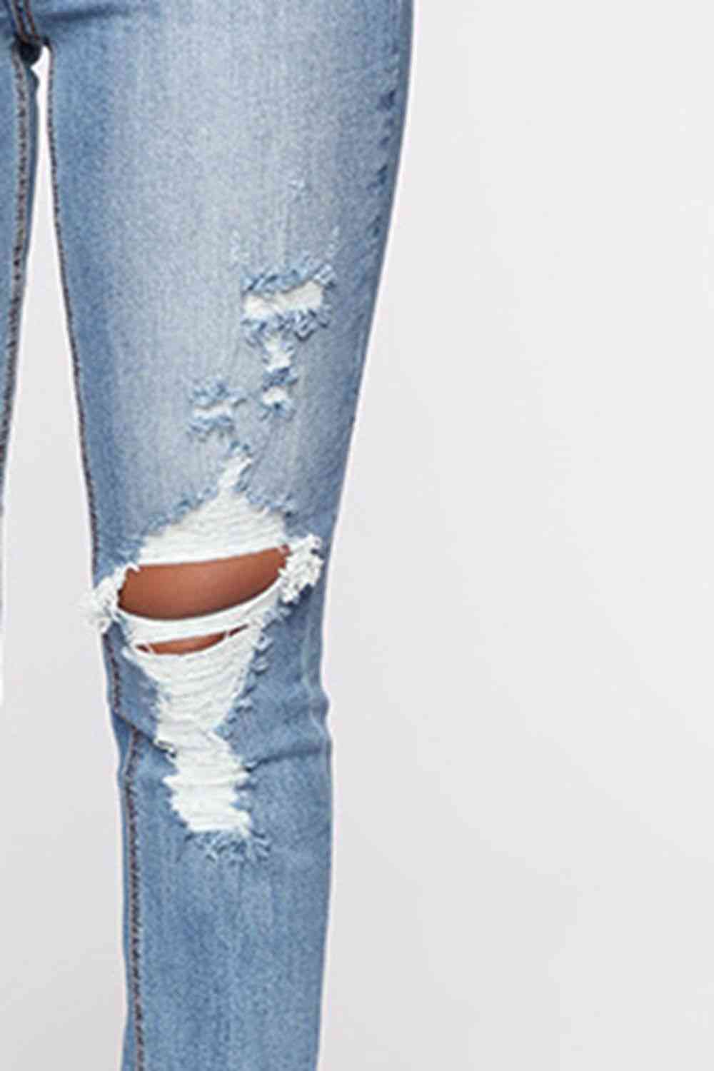 Distressed Slit Jeans Trendsi