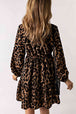 Leopard V-Neck Balloon Sleeve Tiered Dress -BazaarBey - www.shopbazaarbey.com