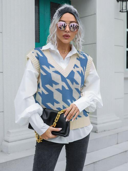 V-Neck Sweater Vest Trendsi