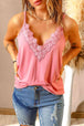 Full Size Lace Trim V-Neck Cami Top Bazaarbey