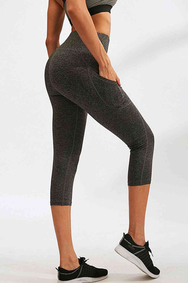 Slim Fit Wide Waistband Active Leggings with Pockets Bazaarbey