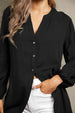  Notched Neck Balloon Sleeve Shirt Bazaarbey