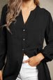  Notched Neck Balloon Sleeve Shirt Bazaarbey