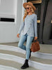 Round Neck Ribbed Button Detail Blouse Bazaarbey