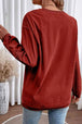 Ribbed Round Neck Drop Shoulder Sweatshirt Bazaarbey
