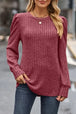 Ribbed Round Neck Long Sleeve Knit Top Trendsi