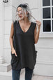 V-Neck Sleeveless Sweater Vest with Pocket Bazaarbey