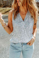  Button Front V-Neck Tank Bazaarbey
