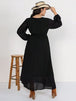 Plus Size Embroidered Tie Neck Long Sleeve Dress -BazaarBey - www.shopbazaarbey.com