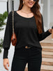 Ribbed Round Neck Lantern Sleeve Knit Top Bazaarbey