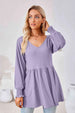 V-Neck Lantern Sleeve Blouse Bazaarbey
