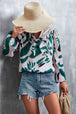 Printed Tie Neck Puff Sleeve Blouse Bazaarbey