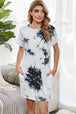Tie-Dye Round Neck Tee Dress with Pockets -BazaarBey - www.shopbazaarbey.com