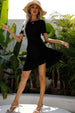 Round Neck Short Sleeve Mini A-Line Dress -BazaarBey - www.shopbazaarbey.com