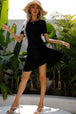 Round Neck Short Sleeve Mini A-Line Dress -BazaarBey - www.shopbazaarbey.com