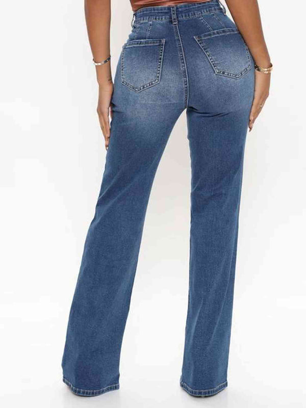 Raw Hem High Waist Jeans Trendsi