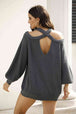 BazaarBey Ribbed Long Sleeve Cold Shoulder Knit Top Bazaarbey