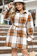 Plus Size Plaid Button Up Shirt Dress -BazaarBey - www.shopbazaarbey.com