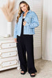  Dropped Shoulder Raw Hem Denim Jacket Bazaarbey