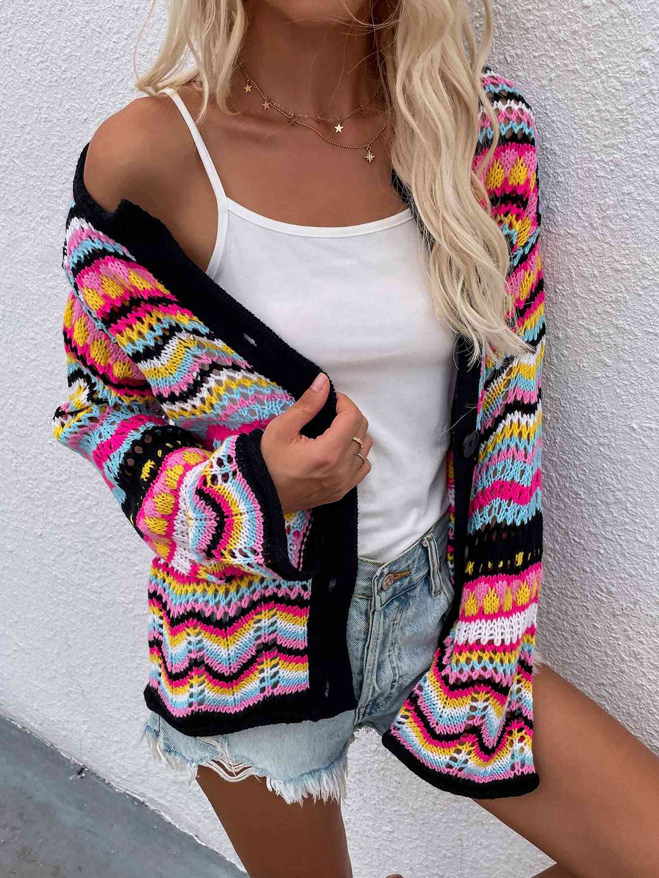 Chevron Stripes  Cardigan Bazaarbey