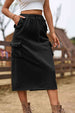 Drawstring Waist Slit Denim Skirt Bazaarbey