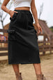 Drawstring Waist Slit Denim Skirt Bazaarbey