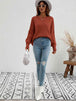 Exposed Seam Dropped Shoulder Slit Sweater Trendsi