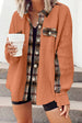 Plaid Button Down Collared Jacket Trendsi