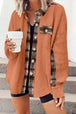 Plaid Button Down Collared Jacket Trendsi