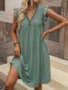 Lace Detail Ruffled V-Neck Mini Dress -BazaarBey - www.shopbazaarbey.com