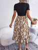 Printed Round Neck Ruffle Hem Dress -BazaarBey - www.shopbazaarbey.com