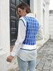 Plaid V-Neck Sweater Vest Trendsi