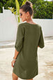Buttoned V-Neck Dress -BazaarBey - www.shopbazaarbey.com