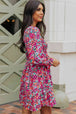 Floral Smocked V-Neck Flounce Sleeve Dress -BazaarBey - www.shopbazaarbey.com