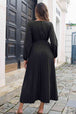 Pleated Long Sleeve  Maxi Dress -BazaarBey - www.shopbazaarbey.com