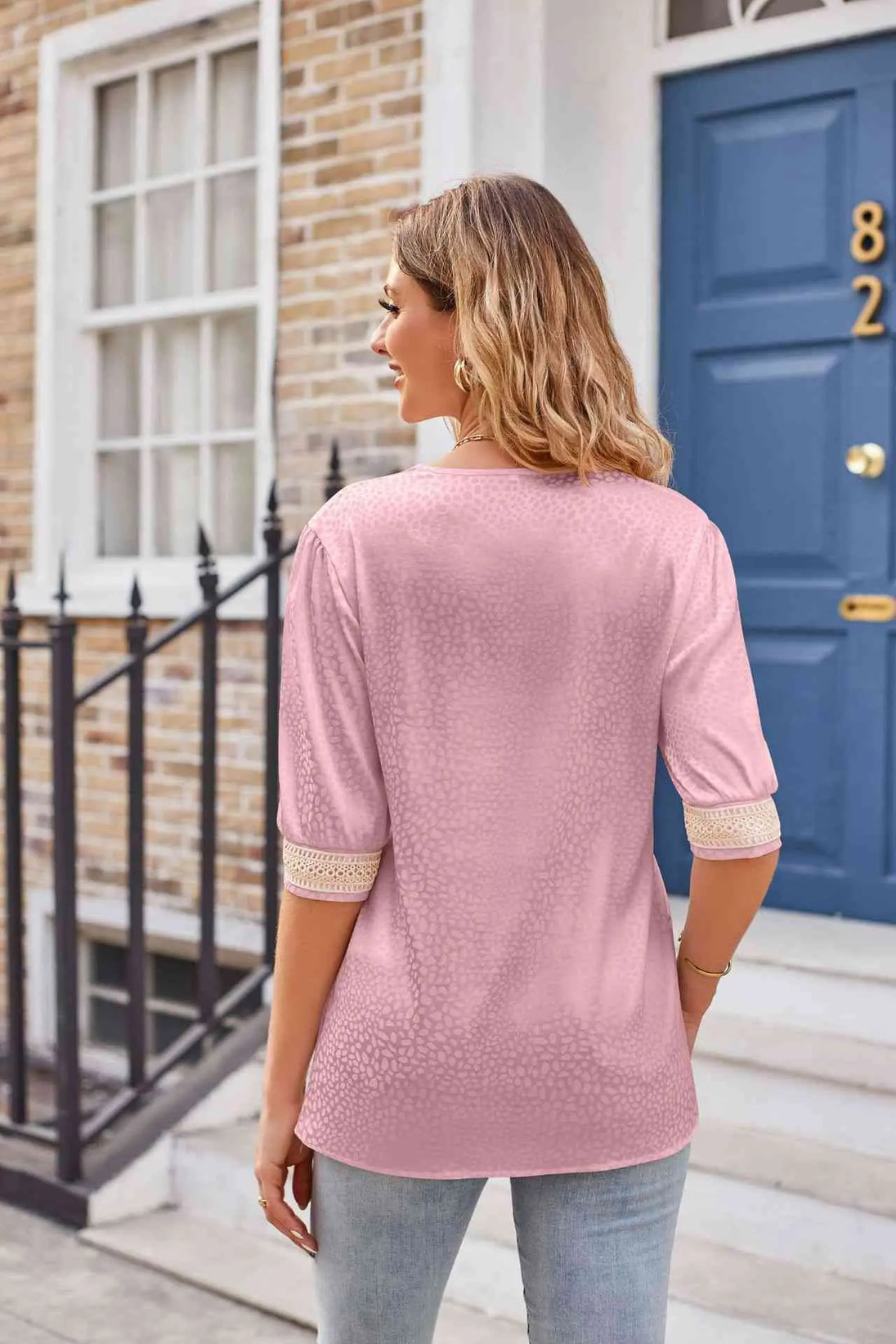 Printed  V-Neck Tee Bazaarbey